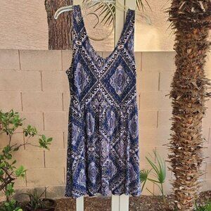 One Clothing Blue and White Patterned Mini Dress